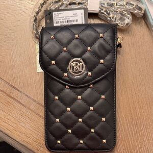 Badgley Mischka Black Quilted Phone Case with Gold Studs